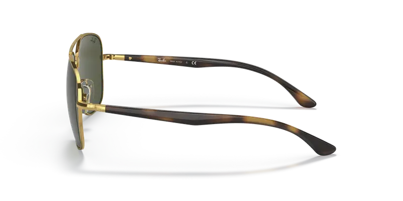 Ray - Ban Unisex RB3683 001/31 Occhiali da sole Metallo Oro G15 Squadrata Normale miniatura 3