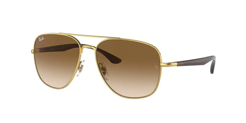 Ray - Ban Unisex RB3683 001/51 Occhiali da sole Metallo Oro Marrone Squadrata Normale Sfumato