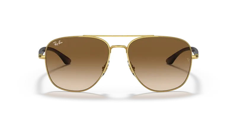 Ray - Ban Unisex RB3683 001/51 Occhiali da sole Metallo Oro Marrone Squadrata Normale Sfumato miniatura 2