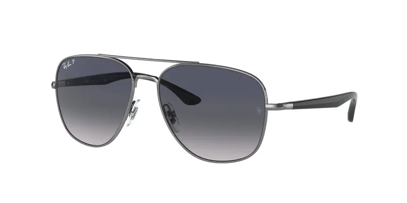 Ray - Ban Unisex RB3683 004/78 Occhiali da sole Metallo Grigio Blu Squadrata Polarizzata Sfumato