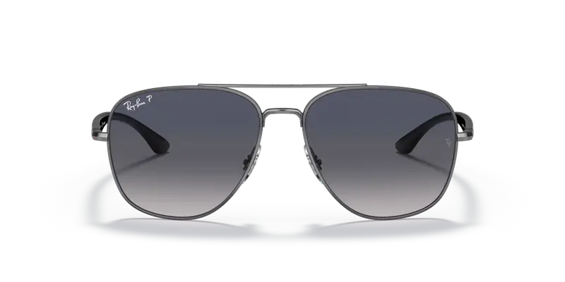 Ray - Ban Unisex RB3683 004/78 Occhiali da sole Metallo Grigio Blu Squadrata Polarizzata Sfumato miniatura 2
