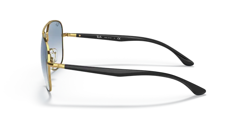 Ray - Ban Unisex RB3683 90003F Occhiali da sole Metallo Nero Blu Squadrata Normale Sfumato miniatura 3