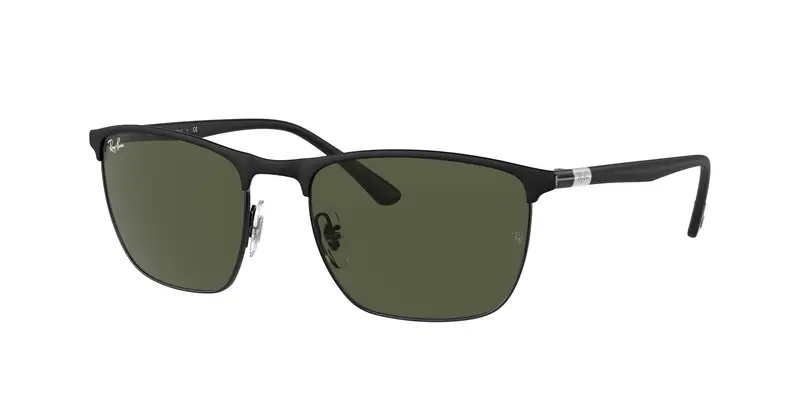 Ray - Ban Unisex RB3686  186/31 Occhiali da sole Acciaio Nero Verde Squadrata Normale