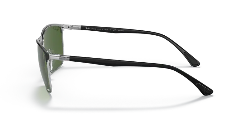 Ray - Ban Unisex RB3686 9144P1 Occhiali da sole Acciaio Nero Verde Squadrata Polarizzata miniatura 3