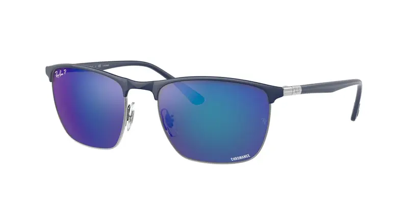Ray - Ban Unisex RB3686  92044L Occhiali da sole Acciaio Blu Blu Squadrata Polarizzata Specchiato