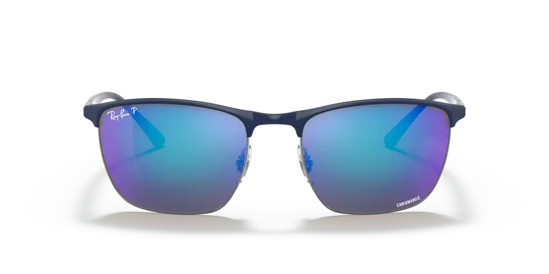 Ray - Ban Unisex RB3686 92044L Occhiali da sole Acciaio Blu Blu Squadrata Polarizzata Specchiato miniatura 2