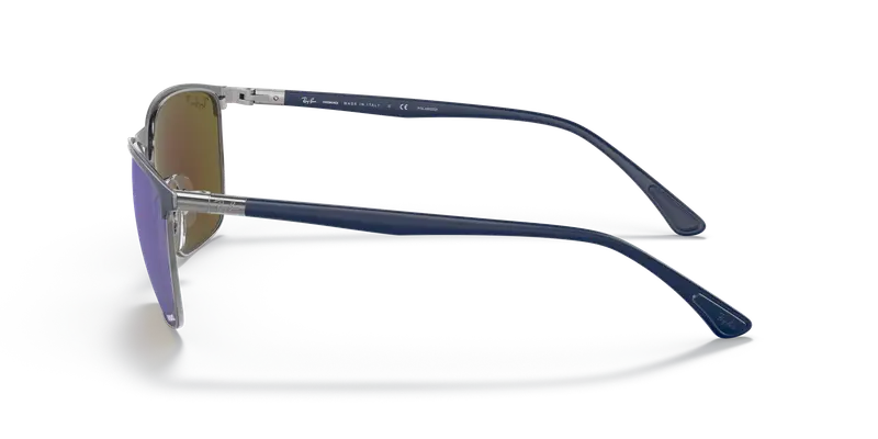 Ray - Ban Unisex RB3686 92044L Occhiali da sole Acciaio Blu Blu Squadrata Polarizzata Specchiato miniatura 3