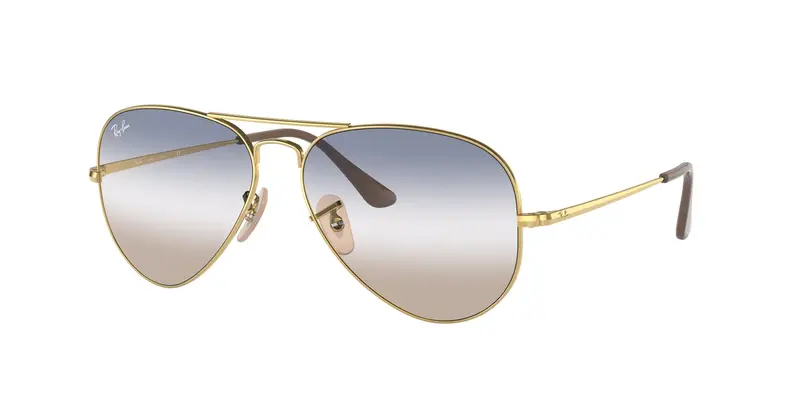 Ray - Ban Unisex RB3689 AVIATOR METAL II 001/GD Occhiali da sole Metallo Oro Blu Pilot Normale Sfumato