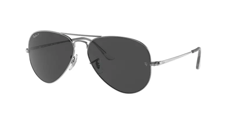 Ray - Ban Unisex RB3689 AVIATOR METAL II 004/48 Occhiali da sole Metallo Grigio Nero Pilot Polarizzata