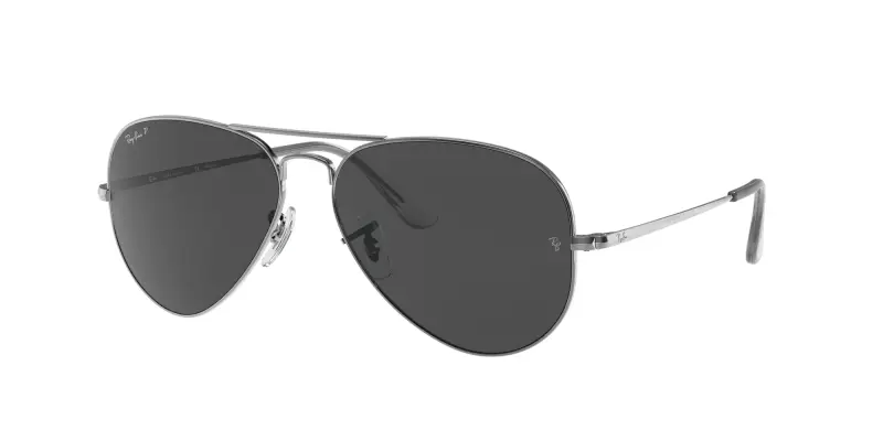 Unisex RB3689 AVIATOR METAL II 004/48 Occhiali da sole Metallo Grigio Nero Pilot Polarizzata