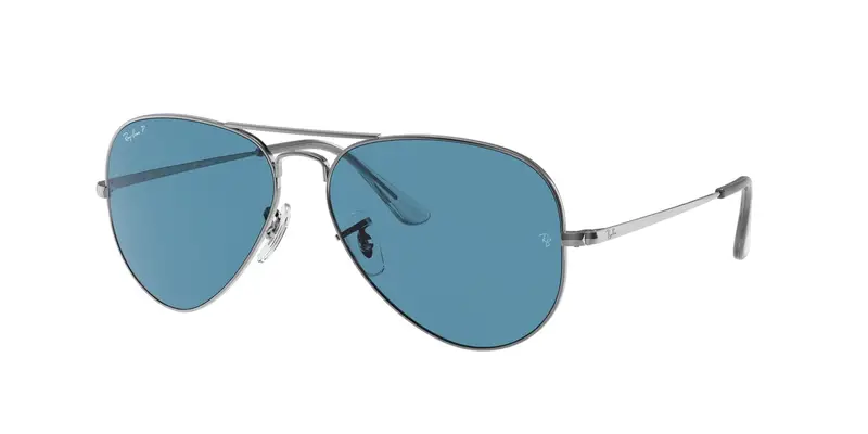 Ray - Ban Unisex RB3689 AVIATOR METAL II 004/S2 Occhiali da sole Metallo Grigio Blu Pilot Polarizzata