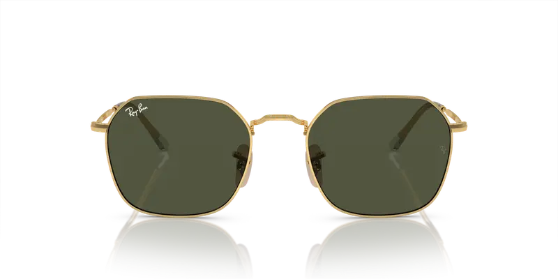 Ray - Ban Unisex RB3694 JIM 001/31 Occhiali da sole Metallo Oro Verde Geometrica Normale miniatura 2