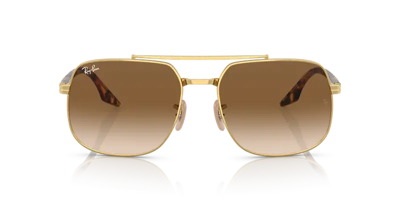 Ray - Ban Unisex RB3699 001/51 Occhiali da sole Metallo Oro Marrone Squadrata Normale Sfumato miniatura 2