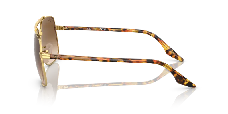 Ray - Ban Unisex RB3699 001/51 Occhiali da sole Metallo Oro Marrone Squadrata Normale Sfumato miniatura 3