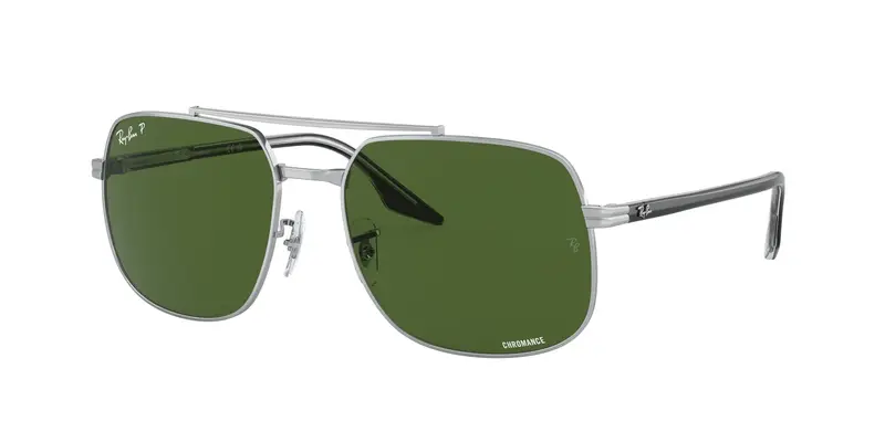Ray - Ban Unisex RB3699  003/P1 Occhiali da sole Metallo Argento Verde Squadrata Polarizzata