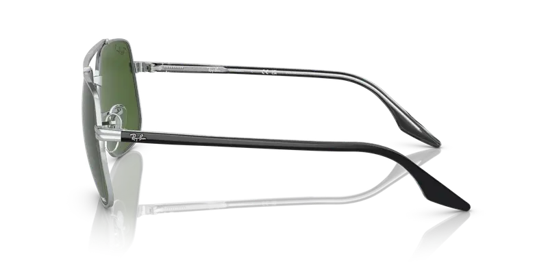 Ray - Ban Unisex RB3699 003/P1 Occhiali da sole Metallo Argento Verde Squadrata Polarizzata miniatura 3