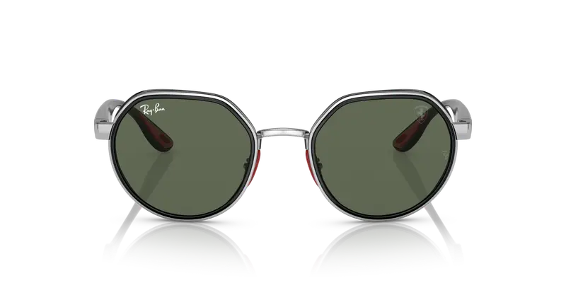 Ray - Ban Unisex RB3703M F00771 Occhiali da sole Metallo Argento Verde Geometrica Normale miniatura 2