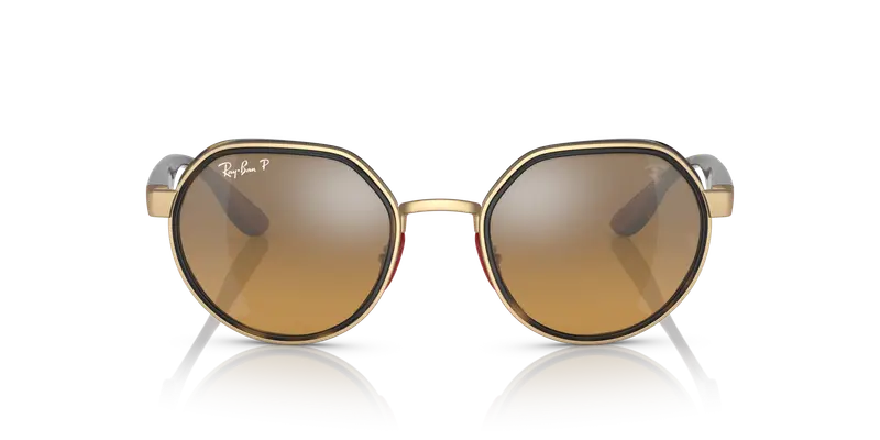 Ray - Ban Unisex RB3703M F076A2 Occhiali da sole Metallo Oro Marrone Geometrica Polarizzata Specchiato miniatura 2