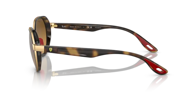 Ray - Ban Unisex RB3703M F076A2 Occhiali da sole Metallo Oro Marrone Geometrica Polarizzata Specchiato miniatura 3