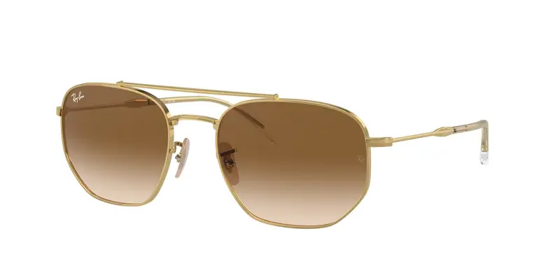Ray - Ban Unisex RB3707  001/51 Occhiali da sole Metallo Oro Marrone Geometrica Normale Sfumato