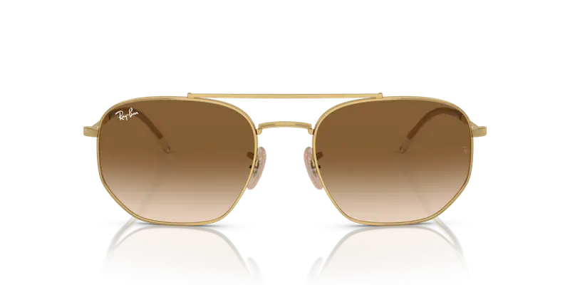 Ray - Ban Unisex RB3707 001/51 Occhiali da sole Metallo Oro Marrone Geometrica Normale Sfumato miniatura 2