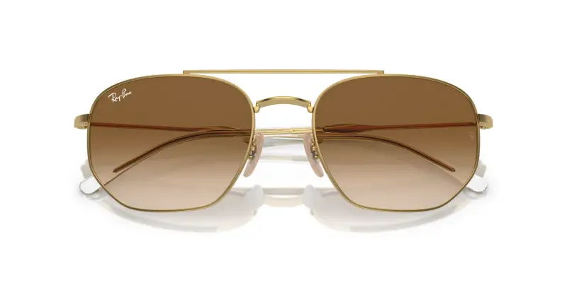 Unisex RB3707 001/51 Occhiali da sole Metallo Oro Marrone Geometrica Normale Sfumato miniatura 2