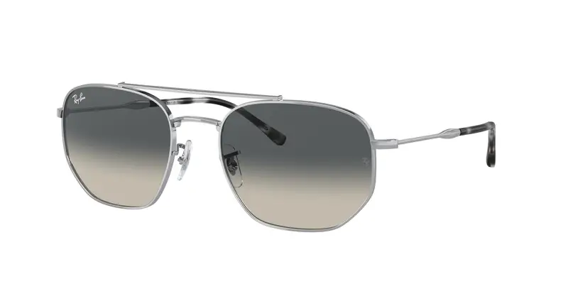 Ray - Ban Unisex RB3707  003/71 Occhiali da sole Metallo Argento Grigio Geometrica Normale Sfumato