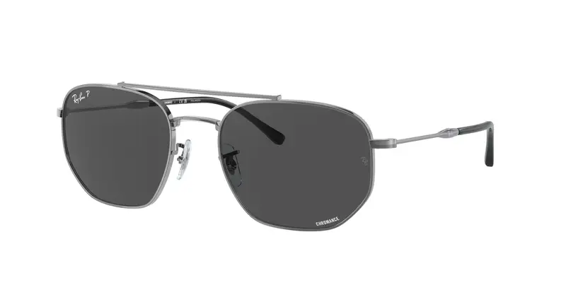 Ray - Ban Unisex RB3707  004/K8 Occhiali da sole Metallo Grigio Grigio Geometrica Polarizzata