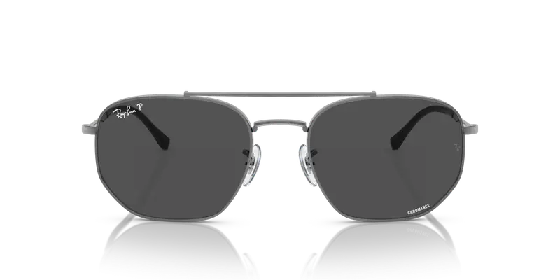 Ray - Ban Unisex RB3707 004/K8 Occhiali da sole Metallo Grigio Grigio Geometrica Polarizzata miniatura 2