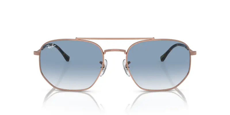 Unisex RB3707 92023F Occhiali da sole Metallo Oro Blu Geometrica Normale Sfumato miniatura 3