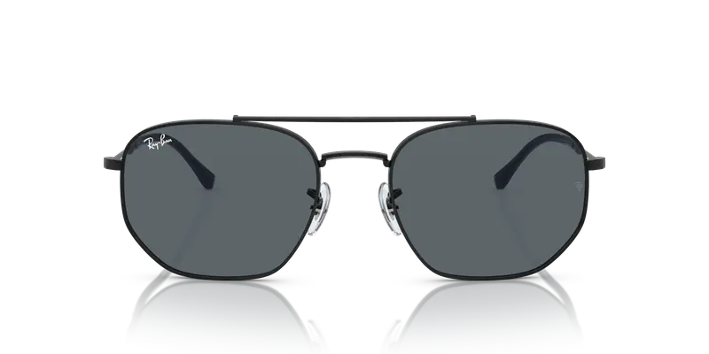 Ray - Ban Unisex RB3707 9257R5 Occhiali da sole Metallo Nero Blu Geometrica Normale miniatura 2