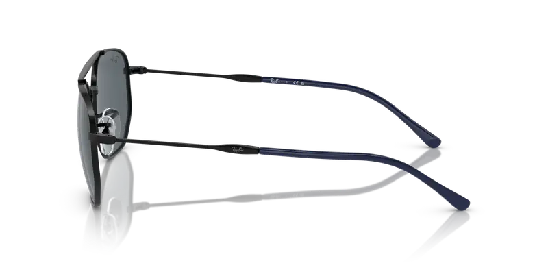 Ray - Ban Unisex RB3707 9257R5 Occhiali da sole Metallo Nero Blu Geometrica Normale miniatura 3