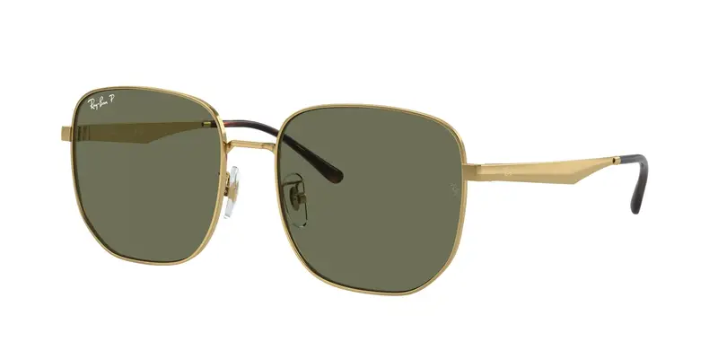 Ray - Ban Unisex RB3713D  001/9A Occhiali da sole Metallo Oro Verde Geometrica Polarizzata