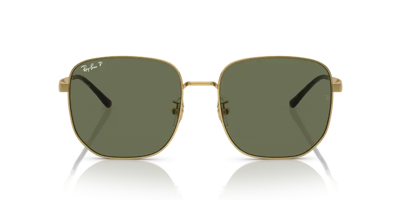 Ray - Ban Unisex RB3713D 001/9A Occhiali da sole Metallo Oro Verde Geometrica Polarizzata miniatura 2