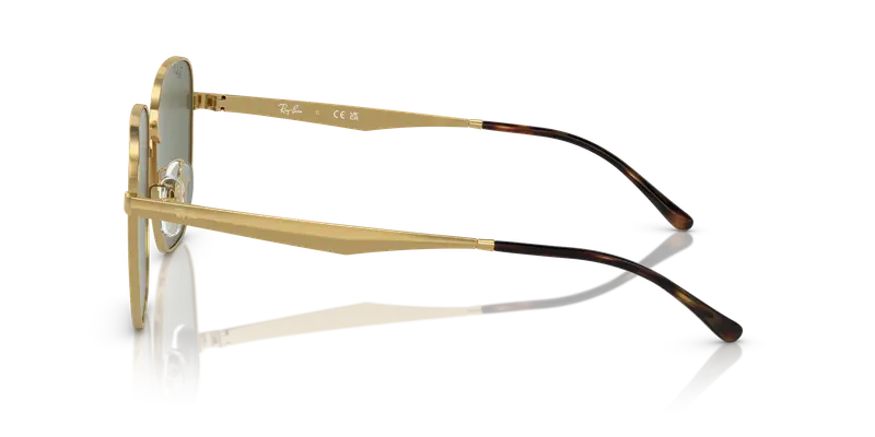 Ray - Ban Unisex RB3713D 001/9A Occhiali da sole Metallo Oro Verde Geometrica Polarizzata miniatura 3