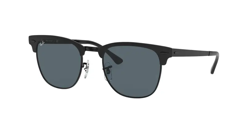 Ray - Ban Unisex RB3716 CLUBMASTER METAL 186/R5 Occhiali da sole Metallo Nero Blu Squadrata Normale