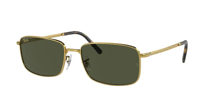 Ray - Ban Unisex RB3717  919631 Occhiali da sole Metallo Oro Verde Squadrata Normale
