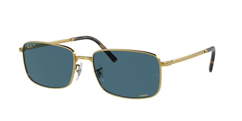 Ray - Ban Unisex RB3717  9196S2 Occhiali da sole Metallo Oro Blu Squadrata Polarizzata