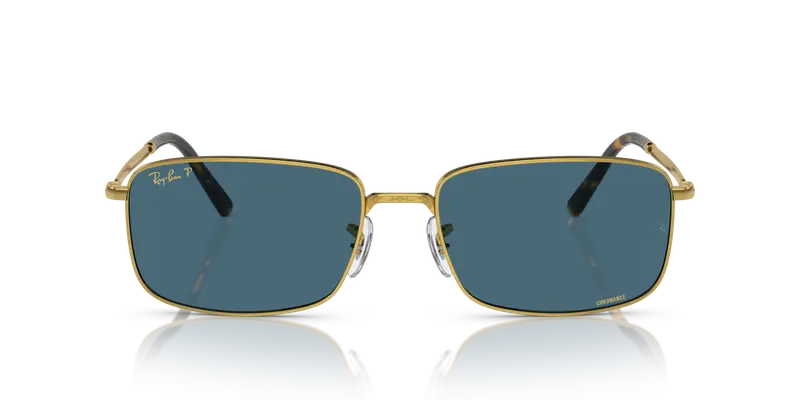 Ray - Ban Unisex RB3717 9196S2 Occhiali da sole Metallo Oro Blu Squadrata Polarizzata miniatura 2