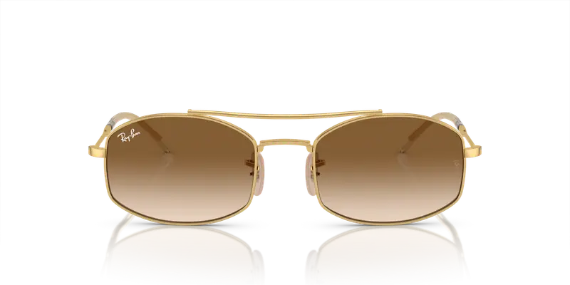 Ray - Ban Unisex RB3719 001/51 Occhiali da sole Metallo Oro Marrone Rotonda Normale Sfumato miniatura 2