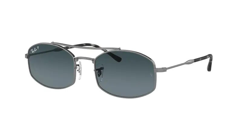 Ray - Ban Unisex RB3719 004/S3 Occhiali da sole Metallo Grigio Blu Rotonda Polarizzata Sfumato