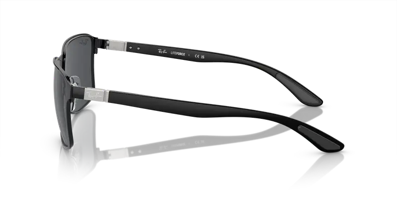 Ray - Ban Unisex RB3721 186/87 Occhiali da sole Metallo Nero Grigio Squadrata Normale miniatura 3