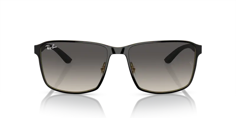 Ray - Ban Unisex RB3721 187/11 Occhiali da sole Metallo Nero Grigio Squadrata Normale Sfumato miniatura 2