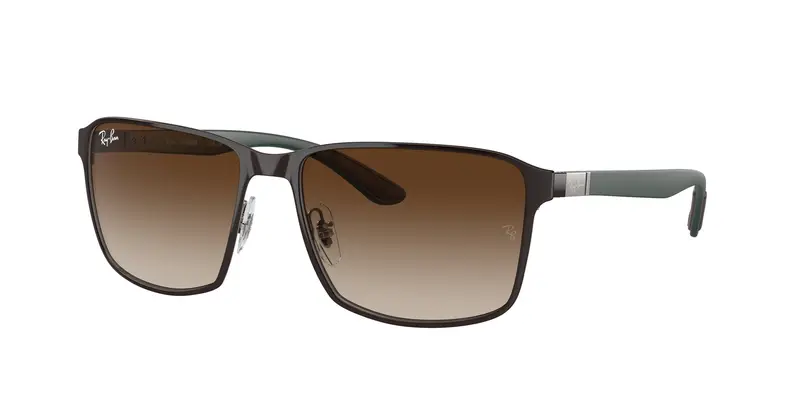 Ray - Ban Unisex RB3721 188/13 Occhiali da sole Metallo Marrone Marrone Squadrata Normale Sfumato