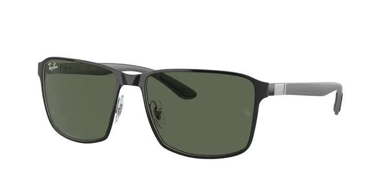 Ray - Ban Unisex RB3721 914471 Occhiali da sole Metallo Nero Verde Squadrata Normale