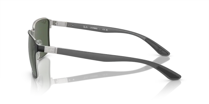 Ray - Ban Unisex RB3721 914471 Occhiali da sole Metallo Nero Verde Squadrata Normale miniatura 3