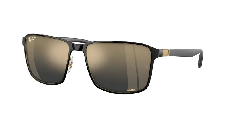 Ray - Ban Unisex RB3721CH 187/J0 Occhiali da sole Metallo Nero Blu Squadrata Polarizzata Specchiato