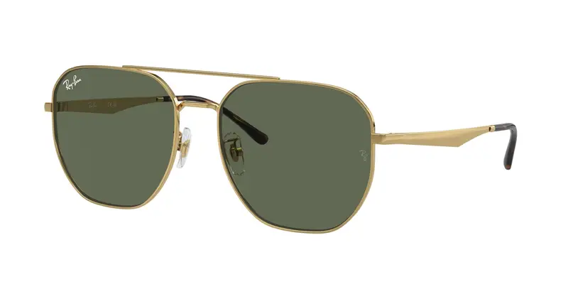 Ray - Ban Unisex RB3724D 001/71 Occhiali da sole Metallo Oro Verde Geometrica Normale