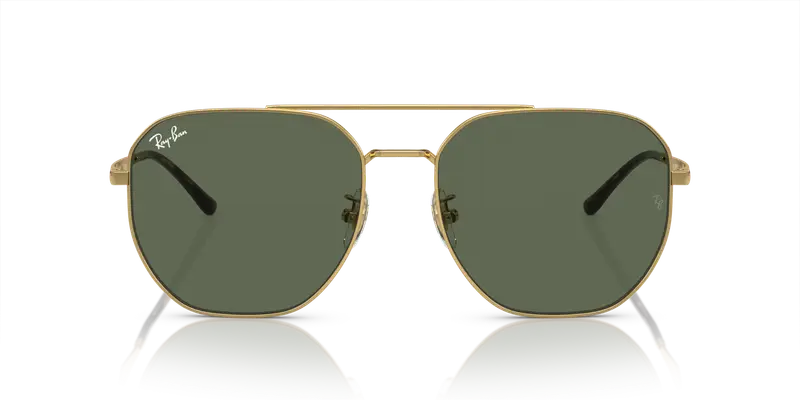 Ray - Ban Unisex RB3724D 001/71 Occhiali da sole Metallo Oro Verde Geometrica Normale miniatura 2