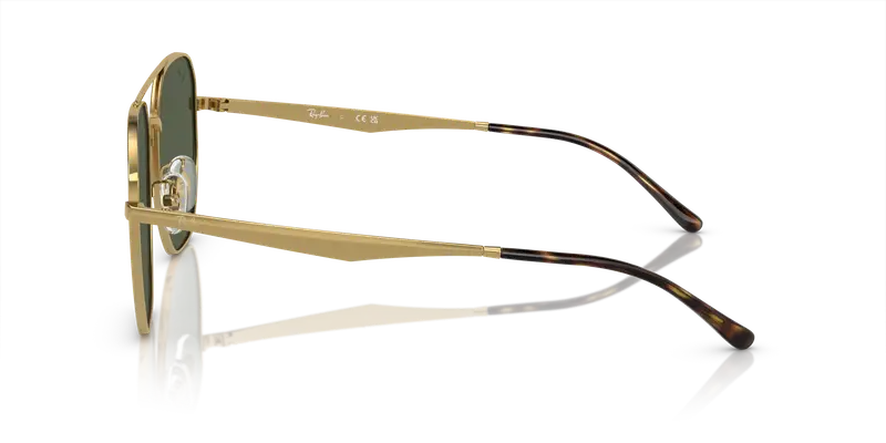 Ray - Ban Unisex RB3724D 001/71 Occhiali da sole Metallo Oro Verde Geometrica Normale miniatura 3